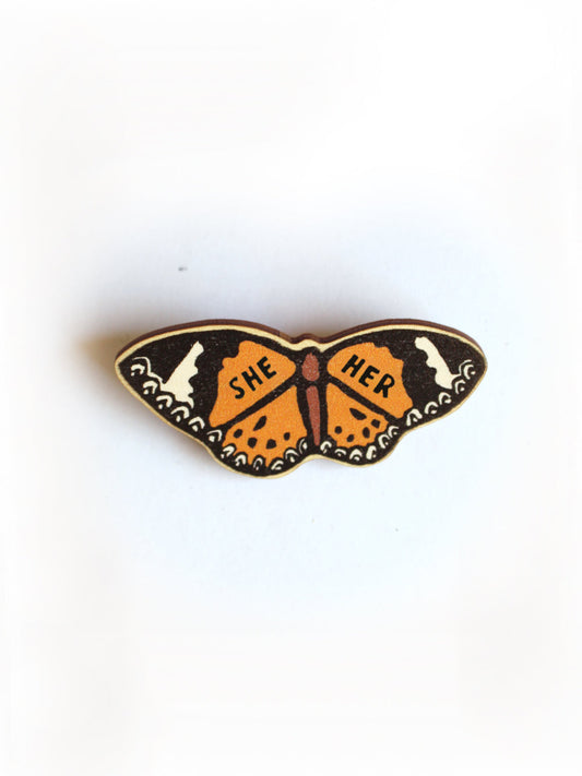 Common Lacewing Butterfly Pronoun Pin