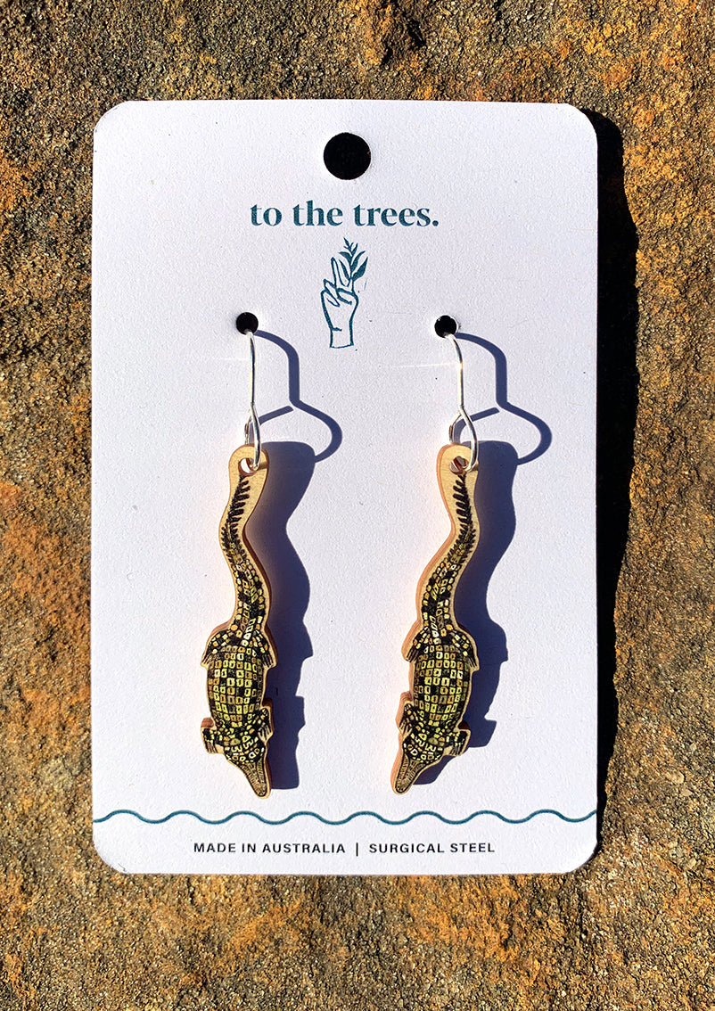 Saltwater Crocodile earrings, Australian wildlife jewellery