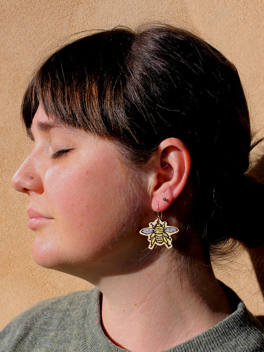 Teddy Bear Bee Earrings