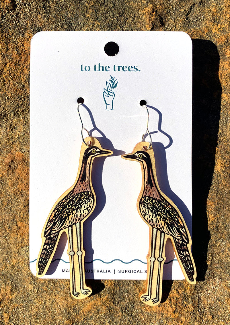 Bushstone Curlew earrings, Australian bird jewellery
