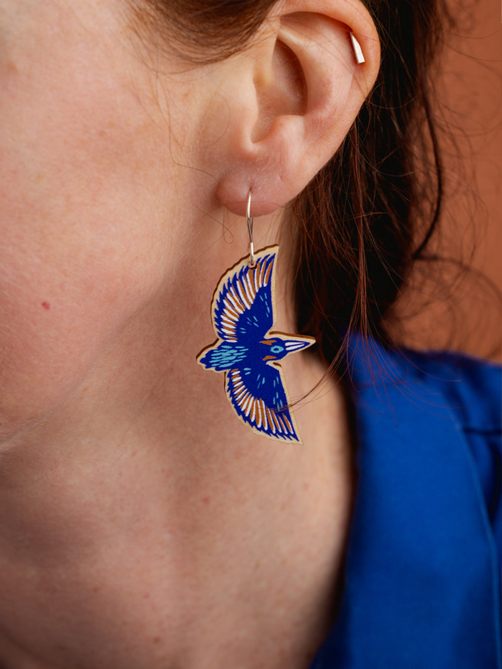 Flying Azure Kingfisher Earrings
