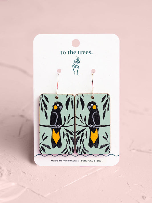 Yellow-tailed Black Cockatoo Earrings