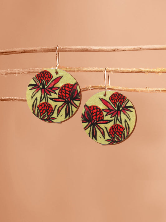 White Waratah Earrings
