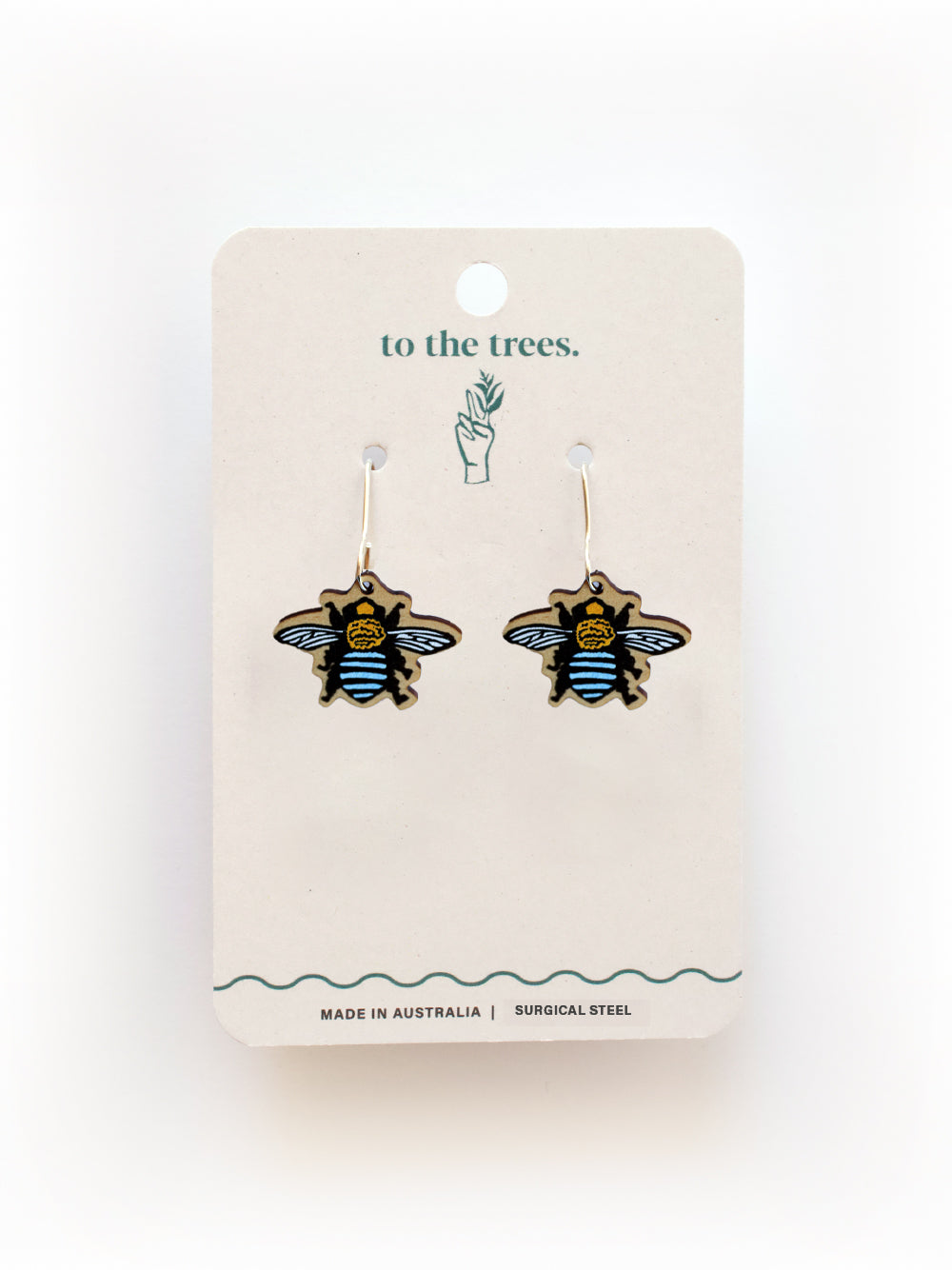 Blue Banded Bee Earrings