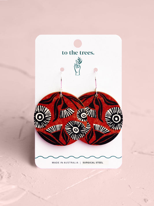 Eucalyptus Blossom Earrings - Orange