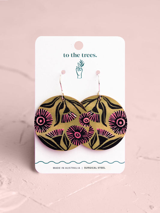 Eucalyptus Blossom Earrings - Pink