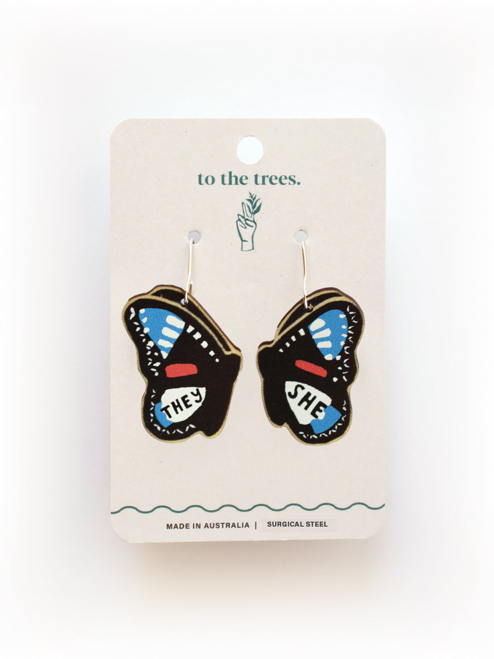 Varied Lacewing Butterfly Pronoun Earrings