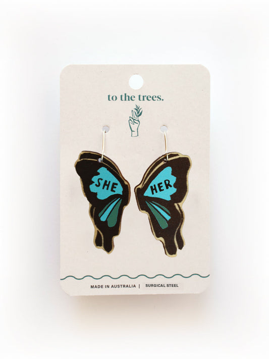 Ulysses Butterfly Pronoun Earrings