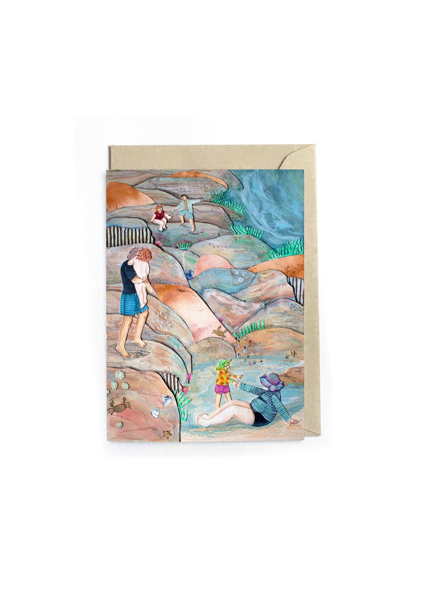 Rock Pool Exploring β Australian Coastal Greeting Card | Sustainable Blank Card