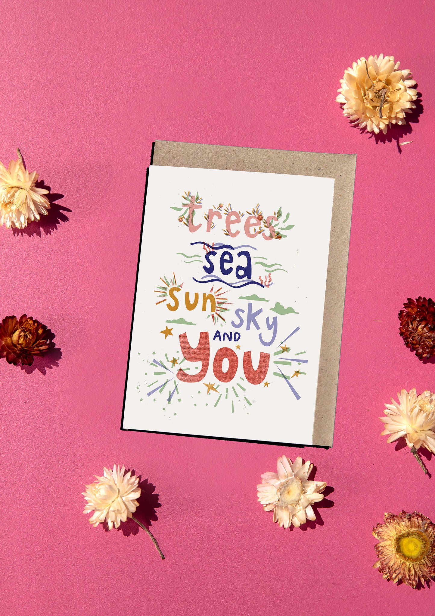 Greeting Card - Trees, Sea, Sun, Sky & You