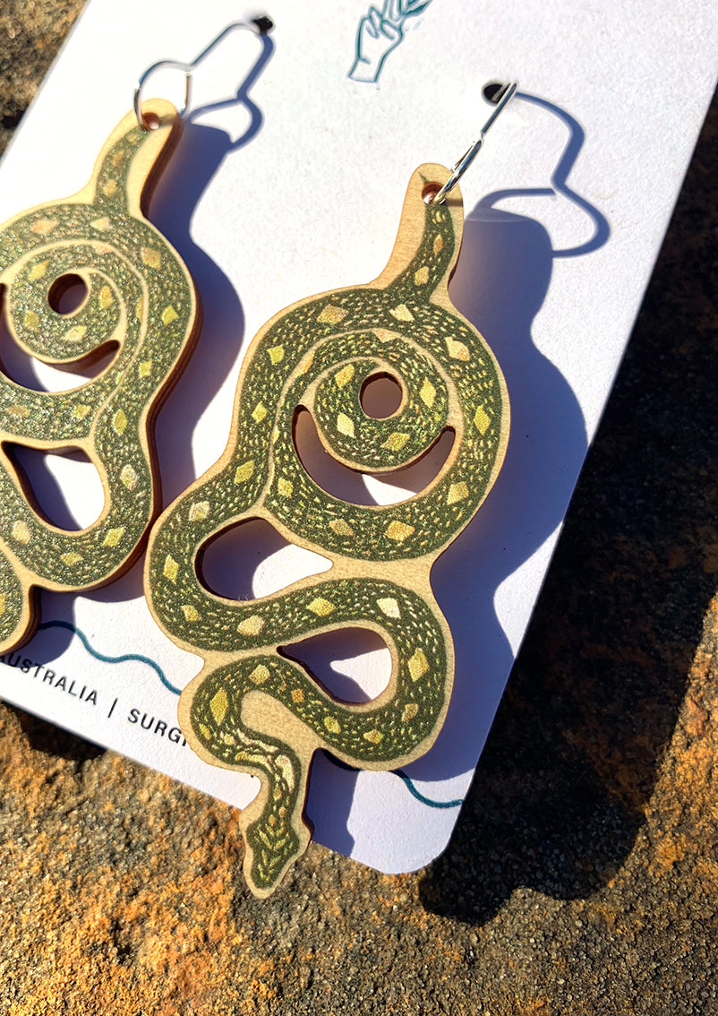 Diamond Python Earrings | Handmade Wildlife Jewellery – To The Trees