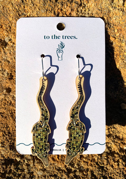 Saltwater Crocodile earrings, Australian wildlife jewellery