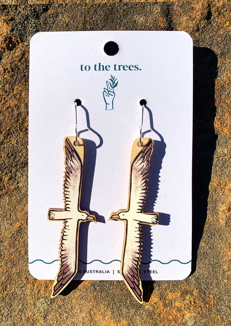 Handmade Flying Albatross earrings, ocean bird jewellery