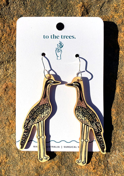 Bushstone Curlew earrings, Australian bird jewellery