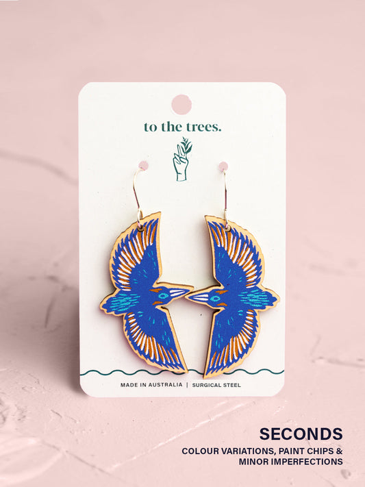 Flying Azure Kingfisher Earrings (seconds)