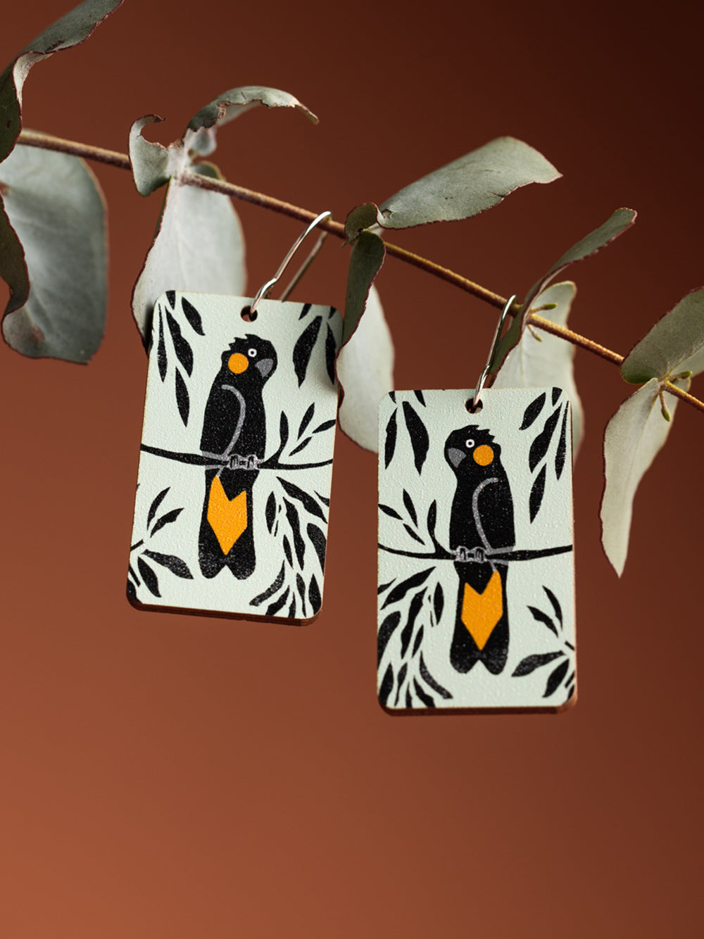 Yellow-tailed Black Cockatoo Earrings