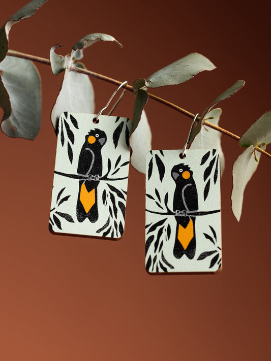 Yellow-tailed Black Cockatoo Earrings
