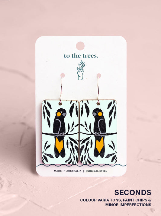Yellow-tailed Black Cockatoo Earrings (seconds)