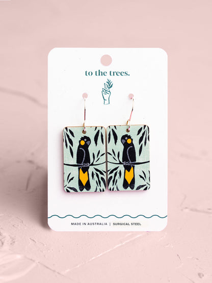 Yellow-tailed Black Cockatoo Earrings