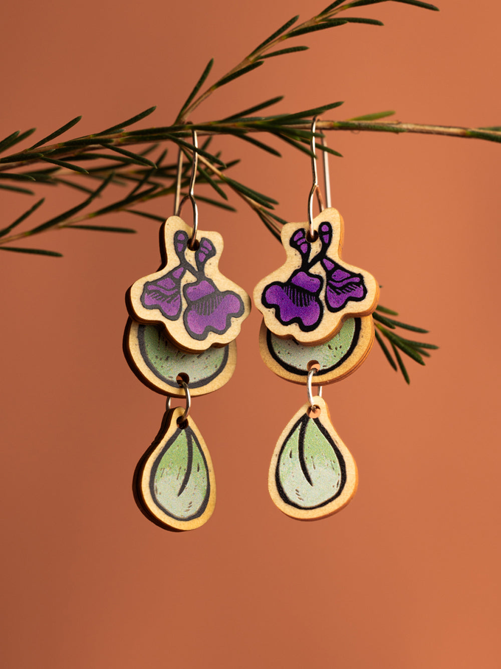 Round Leaf Mint Earrings