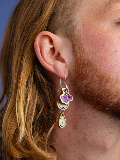 Round Leaf Mint Earrings