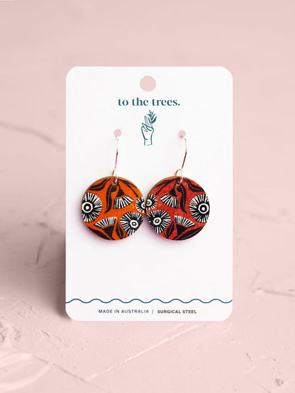 Eucalyptus Blossom Earrings - Orange