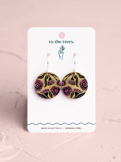 Eucalyptus Blossom Earrings - Pink