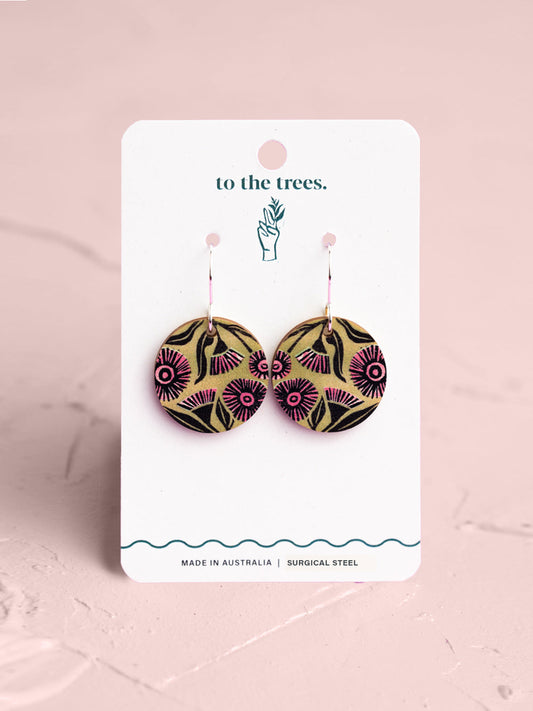Eucalyptus Blossom Earrings - Pink