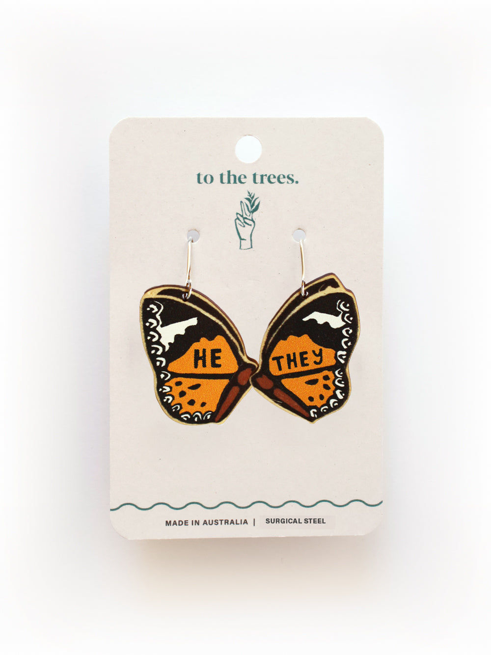 Common Lacewing Butterfly Pronoun Earrings