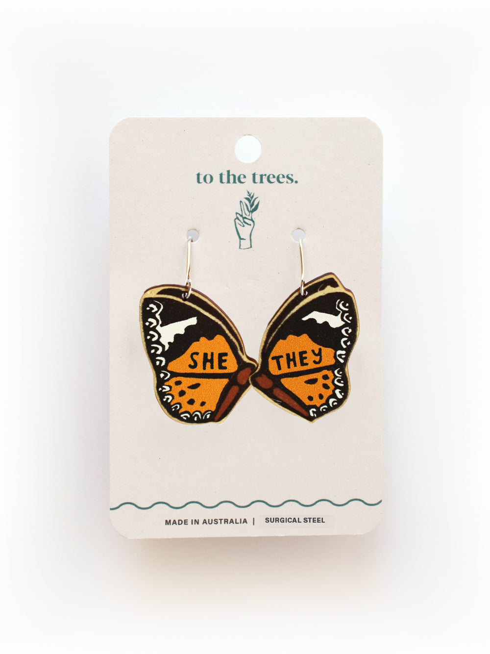 Common Lacewing Butterfly Pronoun Earrings