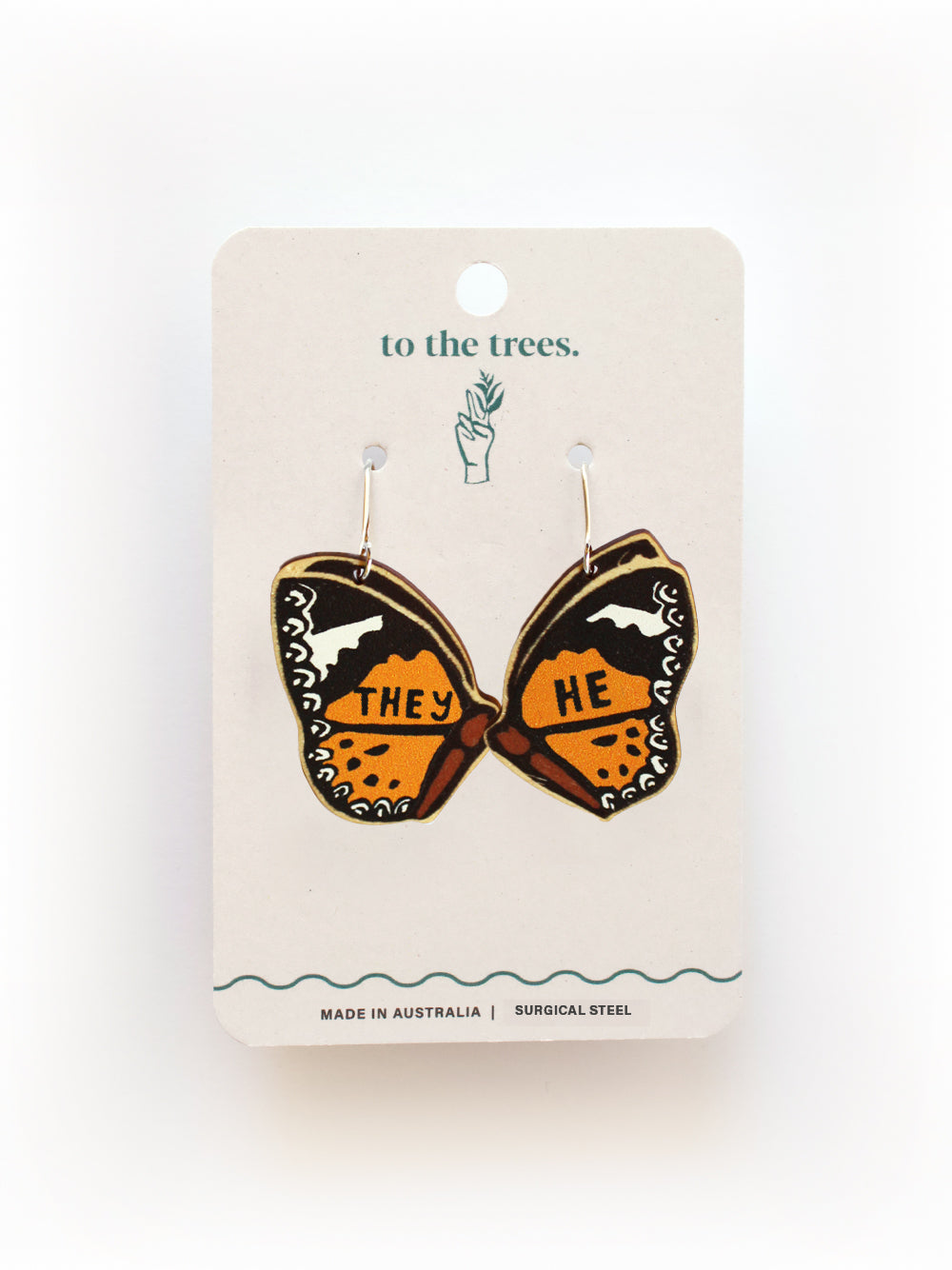 Common Lacewing Butterfly Pronoun Earrings
