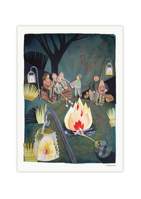 Roasting Marshmallows Art Print | Australian Camping Wall Art