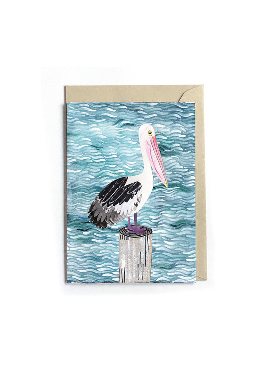 Watchful Pelican Greeting Card