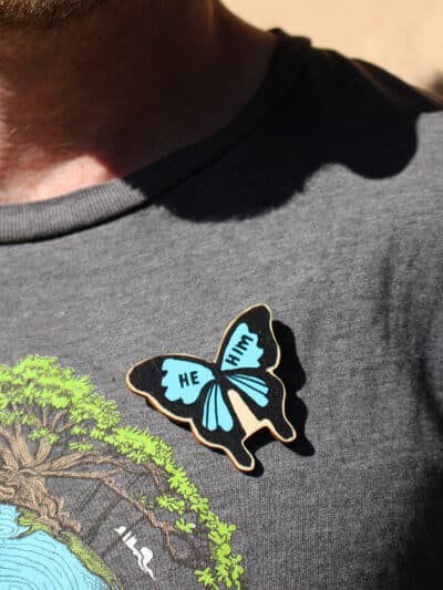Pronoun Badge/Brooch Ulysses Butterfly